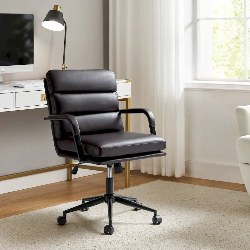 Fauteuil pivotant en similicuir | Camel / Noir / Sauge / Blanc / Marron / Marine | Simple