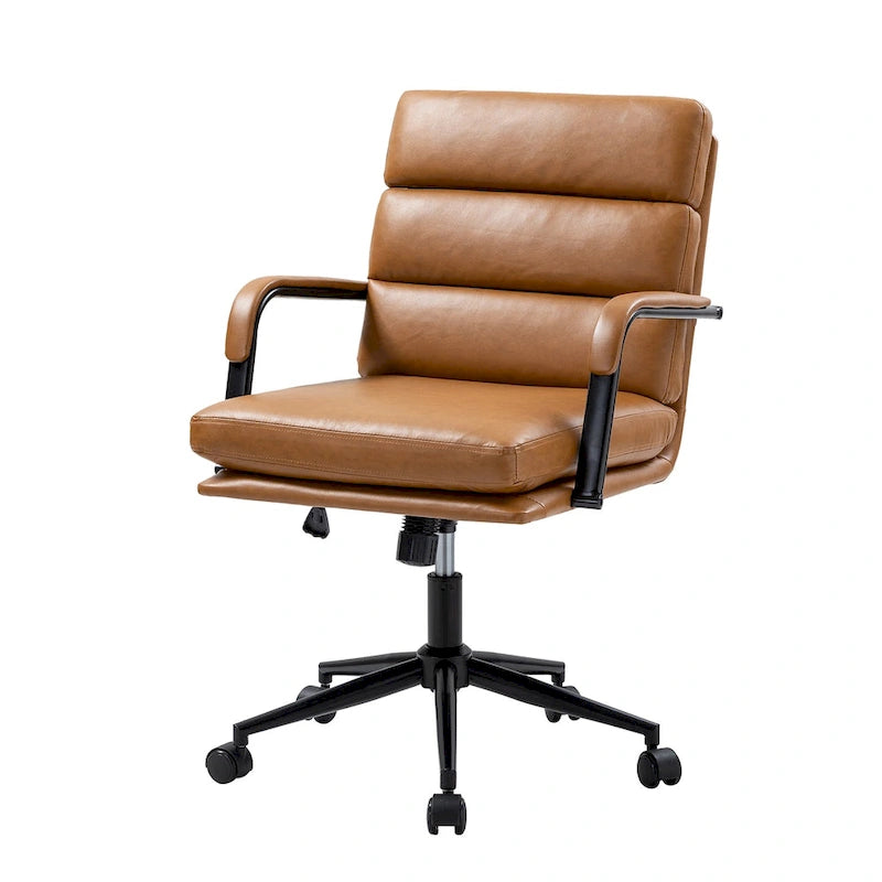 Fauteuil pivotant en similicuir | Camel / Noir / Sauge / Blanc / Marron / Marine | Simple