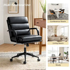 Fauteuil pivotant en similicuir | Camel / Noir / Sauge / Blanc / Marron / Marine | Simple