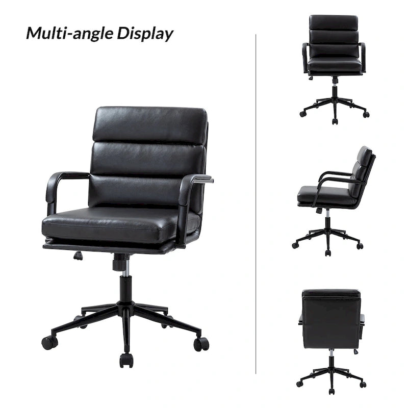 Fauteuil pivotant en similicuir | Camel / Noir / Sauge / Blanc / Marron / Marine | Simple