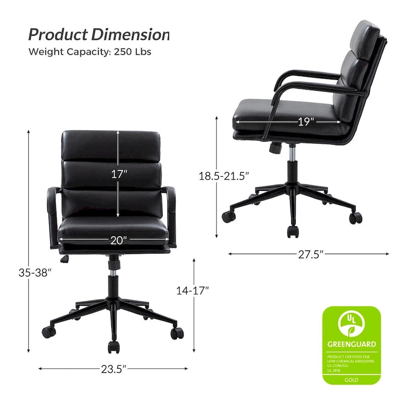 Fauteuil pivotant en similicuir | Camel / Noir / Sauge / Blanc / Marron / Marine | Simple