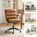 Fauteuil pivotant en similicuir | Camel / Noir / Sauge / Blanc / Marron / Marine | Simple