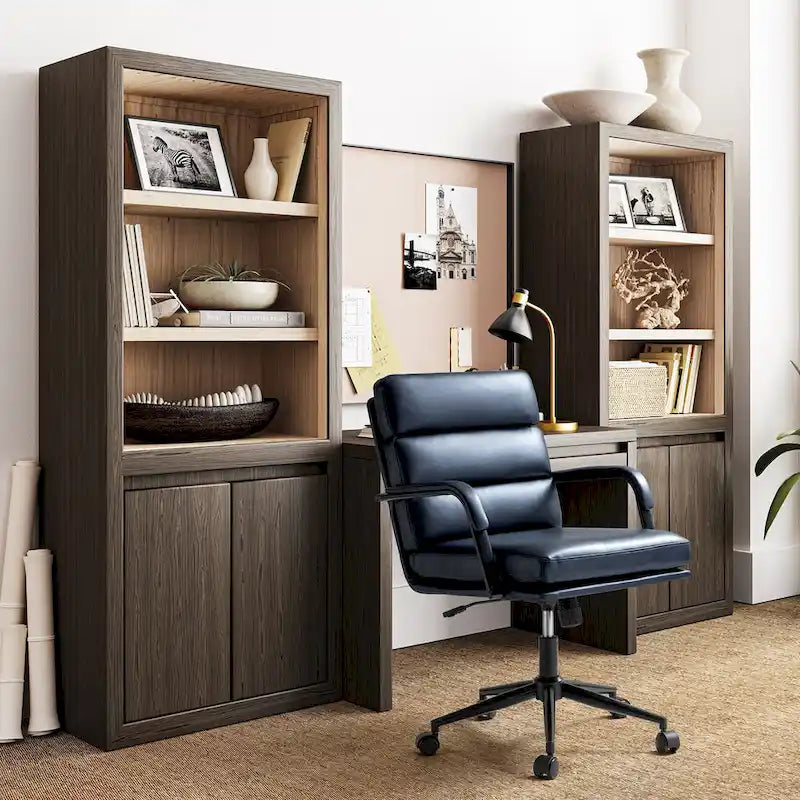 Fauteuil pivotant en similicuir | Camel / Noir / Sauge / Blanc / Marron / Marine | Simple