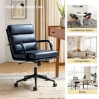 Fauteuil pivotant en similicuir | Camel / Noir / Sauge / Blanc / Marron / Marine | Simple