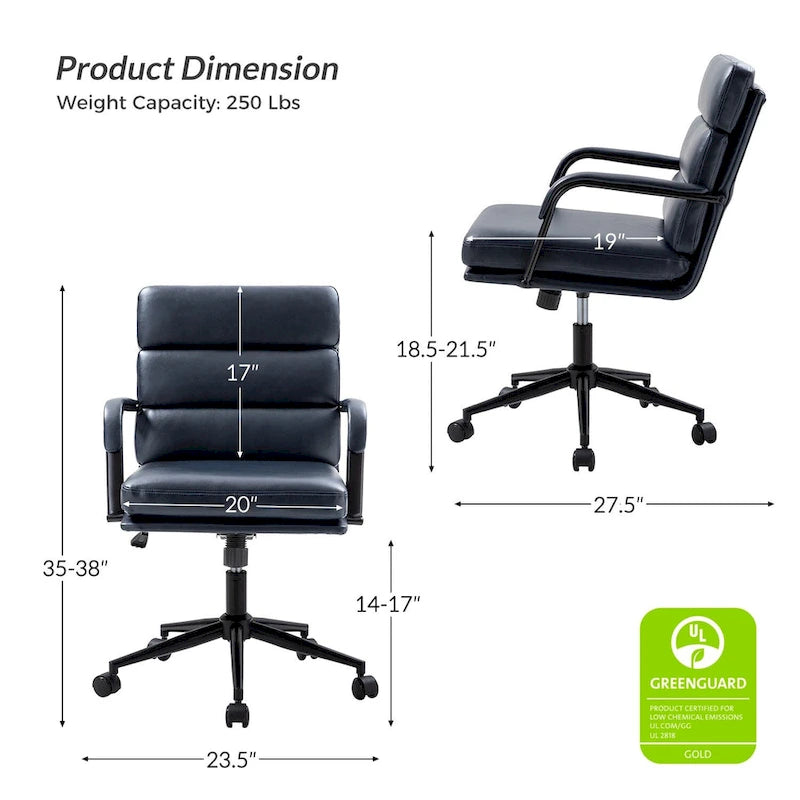 Fauteuil pivotant en similicuir | Camel / Noir / Sauge / Blanc / Marron / Marine | Simple