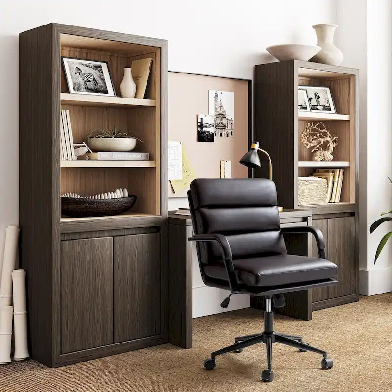 Fauteuil pivotant en similicuir | Camel / Noir / Sauge / Blanc / Marron / Marine | Simple