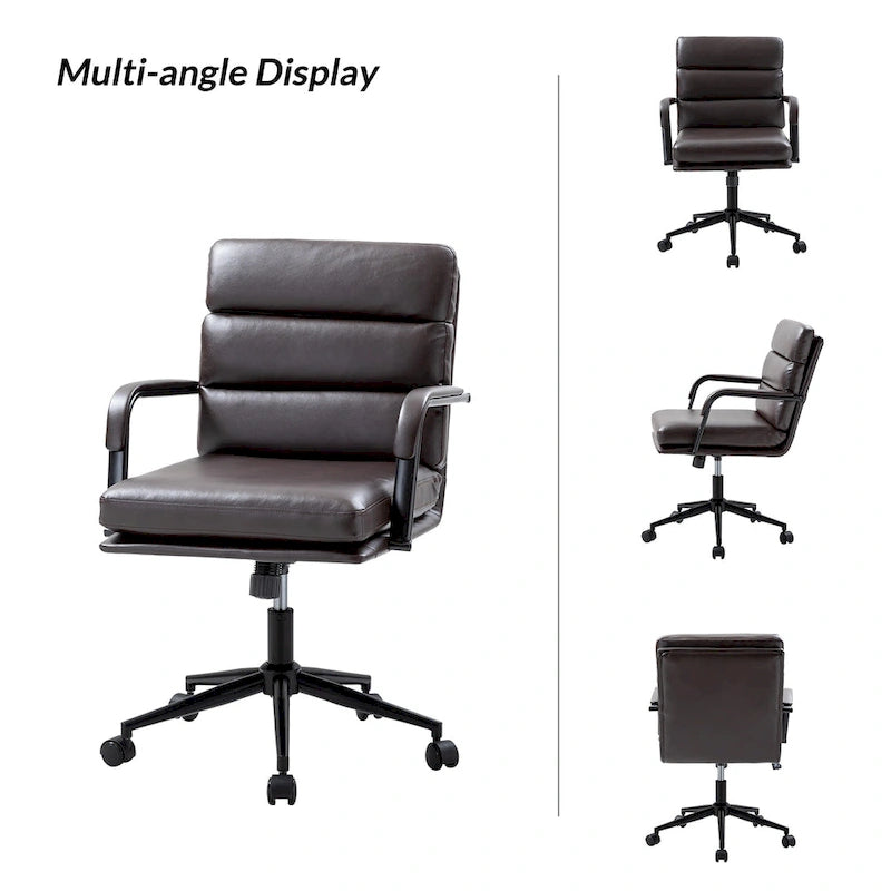 Fauteuil pivotant en similicuir | Camel / Noir / Sauge / Blanc / Marron / Marine | Simple