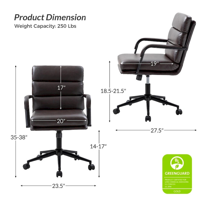 Fauteuil pivotant en similicuir | Camel / Noir / Sauge / Blanc / Marron / Marine | Simple