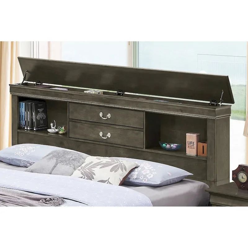 Lit plateforme de rangement Queen - Noir / Cerise / Blanc / Gris / Cappuccino - 2 places