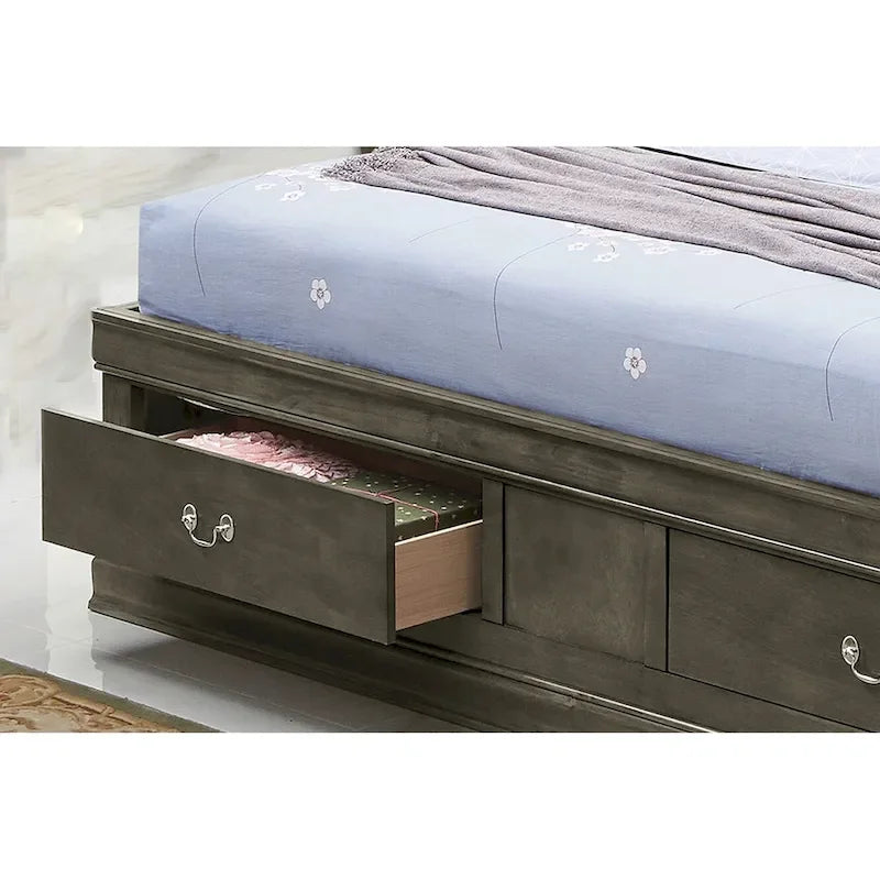 Lit plateforme de rangement Queen - Noir / Cerise / Blanc / Gris / Cappuccino - 2 places