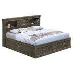 Lit plateforme de rangement Queen - Noir / Cerise / Blanc / Gris / Cappuccino - 2 places