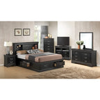Lit plateforme de rangement Queen - Noir / Cerise / Blanc / Gris / Cappuccino - 2 places