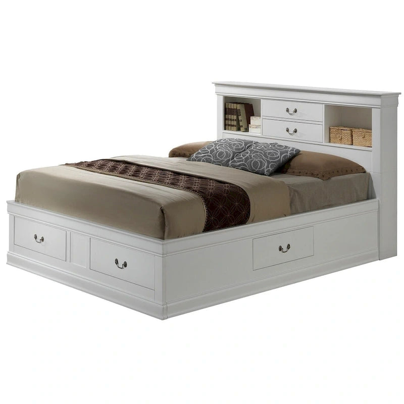 Lit plateforme de rangement Queen - Noir / Cerise / Blanc / Gris / Cappuccino - 2 places