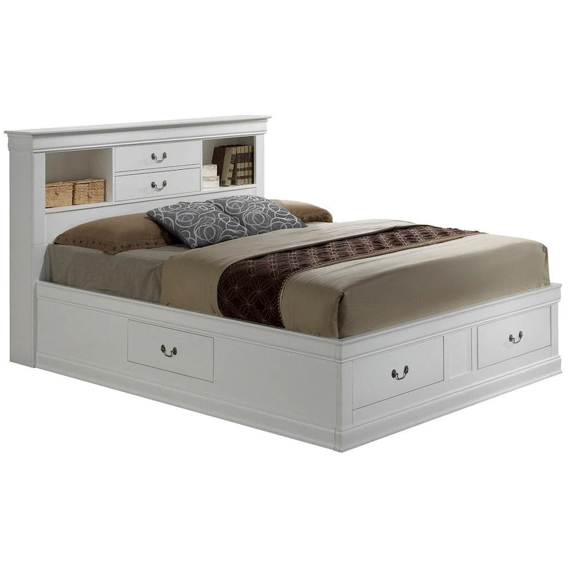 Lit plateforme de rangement Queen - Noir / Cerise / Blanc / Gris / Cappuccino - 2 places