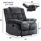 Fauteuil inclinable manuel en tissu et canapé simple