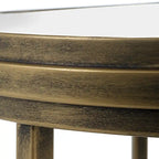 Tables gigognes en verre effet miroir, or et blanc, lot de 2