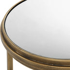 Tables gigognes en verre effet miroir, or et blanc, lot de 2