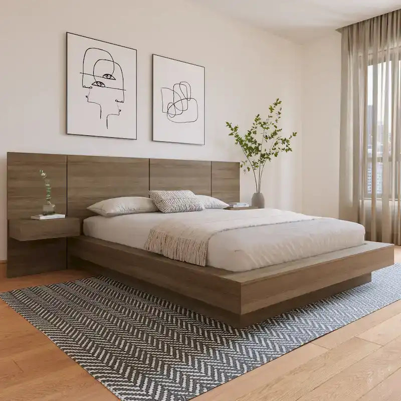 Ensemble de chambre à coucher 4 pièces Napa avec table de chevet flottante