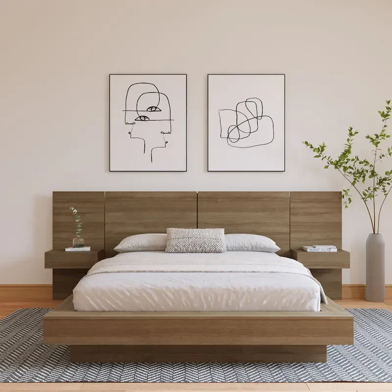 Ensemble de chambre à coucher 4 pièces Napa avec table de chevet flottante
