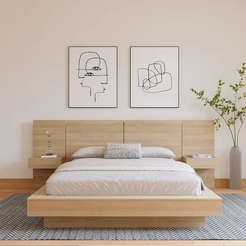 Ensemble de chambre à coucher 4 pièces Napa avec table de chevet flottante
