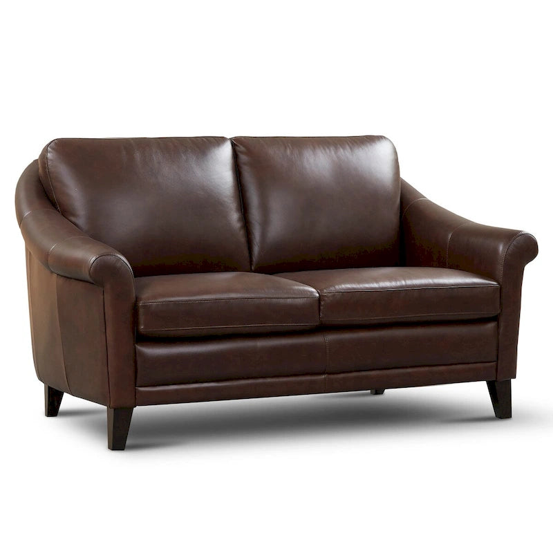 Causeuse Sienna en cuir 100 % véritable, de style moderne du milieu du siècle
