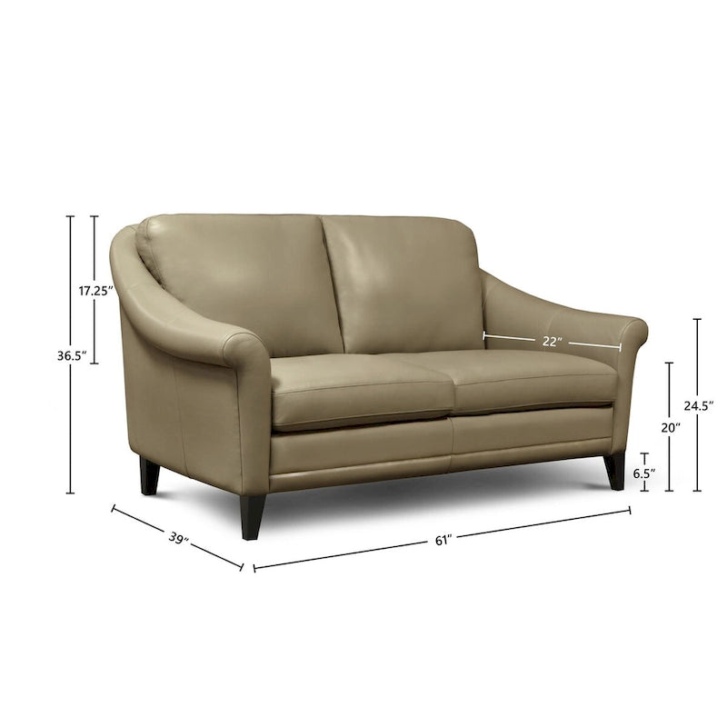 Causeuse Sienna en cuir 100 % véritable, de style moderne du milieu du siècle