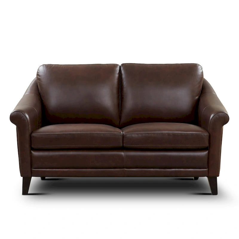 Causeuse Sienna en cuir 100 % véritable, de style moderne du milieu du siècle