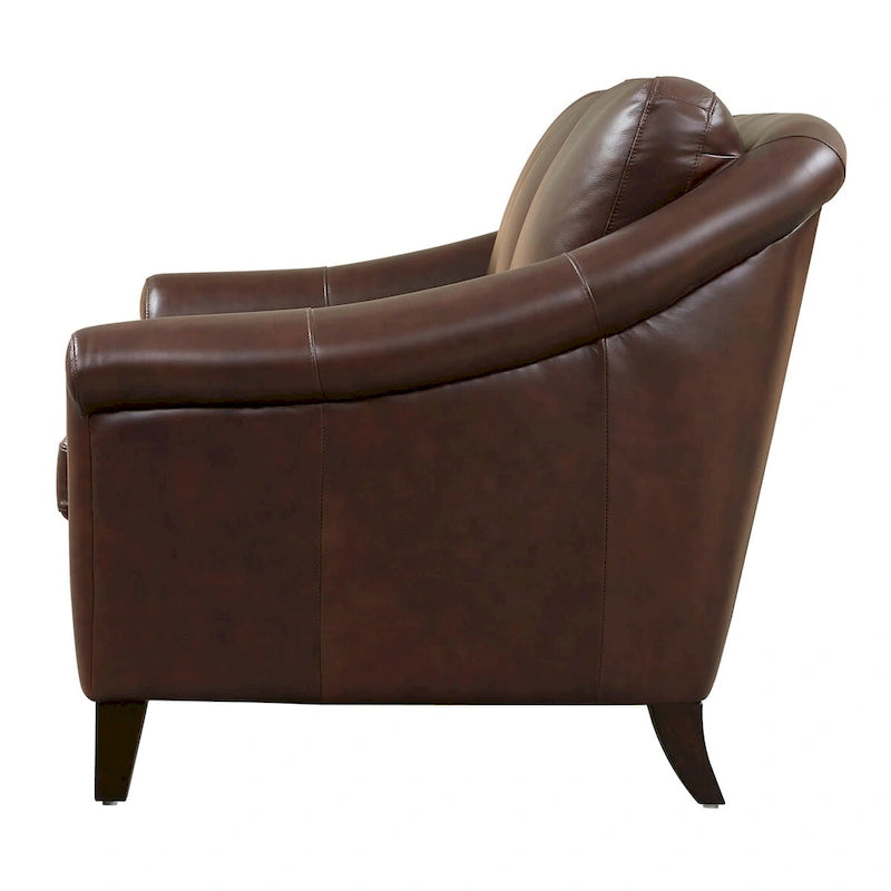 Causeuse Sienna en cuir 100 % véritable, de style moderne du milieu du siècle