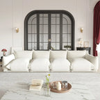 Grand canapé sectionnel 4 places de style Mid-Century Modern, en chenille, avec coussin épais