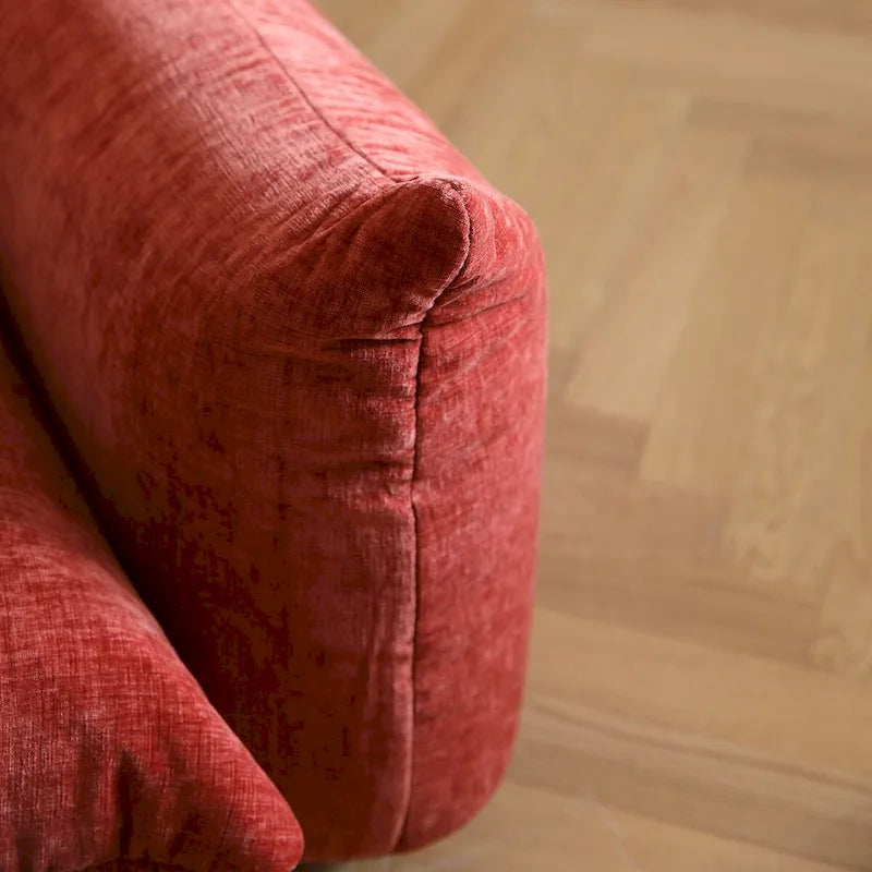 Grand canapé sectionnel 4 places de style Mid-Century Modern, en chenille, avec coussin épais