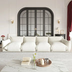 Grand canapé sectionnel 4 places de style Mid-Century Modern, en chenille, avec coussin épais