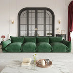 Grand canapé sectionnel 4 places de style Mid-Century Modern, en chenille, avec coussin épais