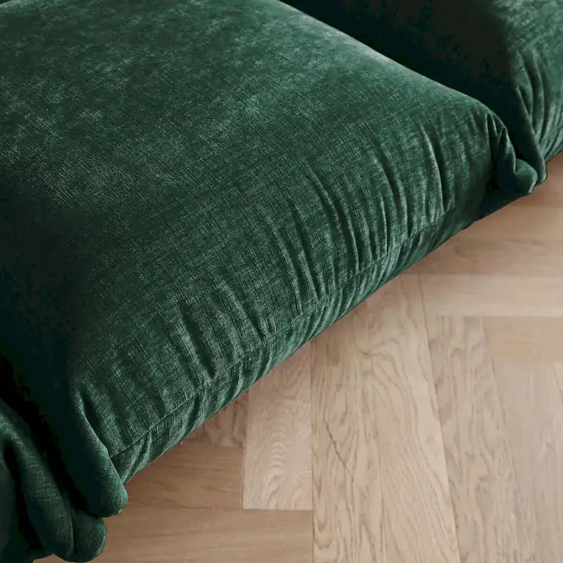 Grand canapé sectionnel 4 places de style Mid-Century Modern, en chenille, avec coussin épais