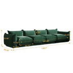 Grand canapé sectionnel 4 places de style Mid-Century Modern, en chenille, avec coussin épais