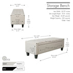 Porthos Home Wren Banc de rangement capitonné en tissu