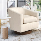 Fauteuil de salon moderne LUE BONA, rembourré, pivotant en bois, de style tonneau