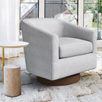 Fauteuil de salon moderne LUE BONA, rembourré, pivotant en bois, de style tonneau