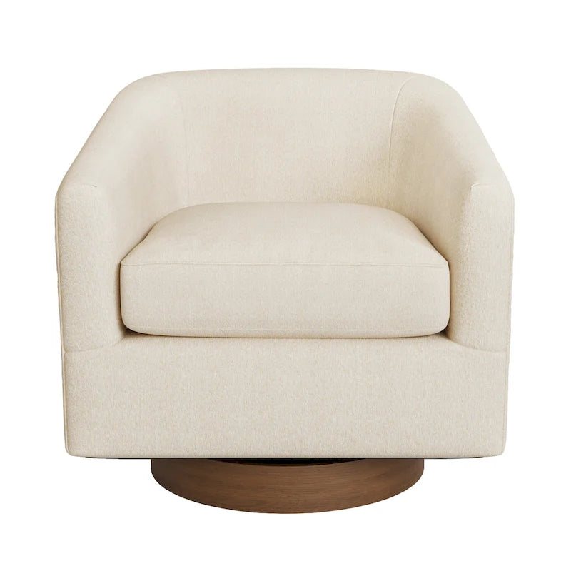 Fauteuil de salon moderne LUE BONA, rembourré, pivotant en bois, de style tonneau