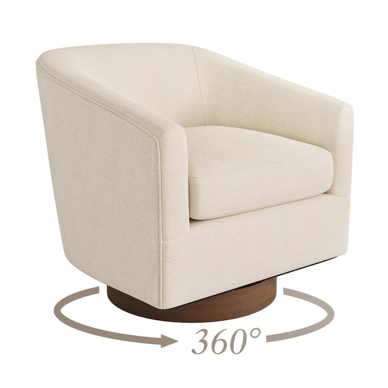 Fauteuil de salon moderne LUE BONA, rembourré, pivotant en bois, de style tonneau