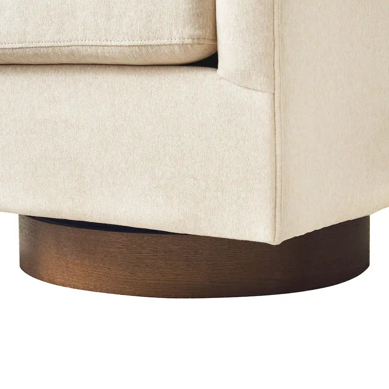 Fauteuil de salon moderne LUE BONA, rembourré, pivotant en bois, de style tonneau