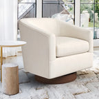 Fauteuil de salon moderne LUE BONA, rembourré, pivotant en bois, de style tonneau