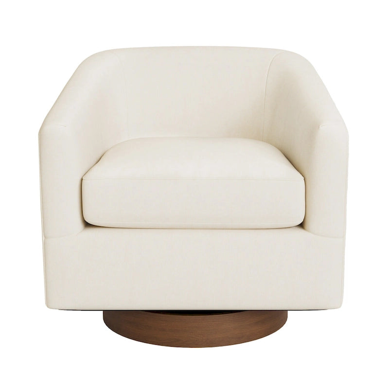 Fauteuil de salon moderne LUE BONA, rembourré, pivotant en bois, de style tonneau