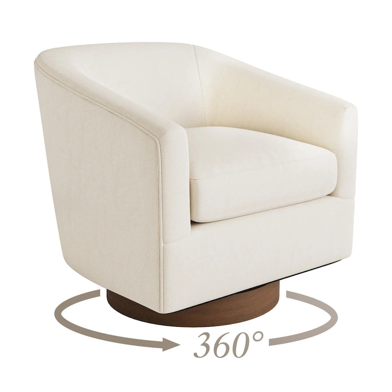 Fauteuil de salon moderne LUE BONA, rembourré, pivotant en bois, de style tonneau