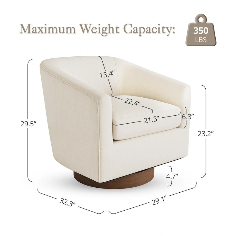 Fauteuil de salon moderne LUE BONA, rembourré, pivotant en bois, de style tonneau