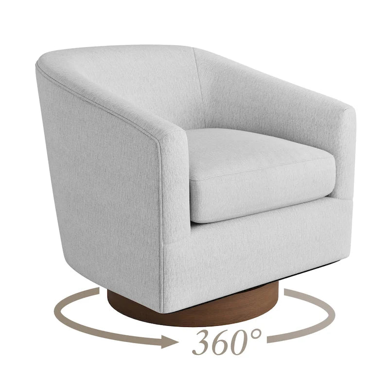 Fauteuil de salon moderne LUE BONA, rembourré, pivotant en bois, de style tonneau