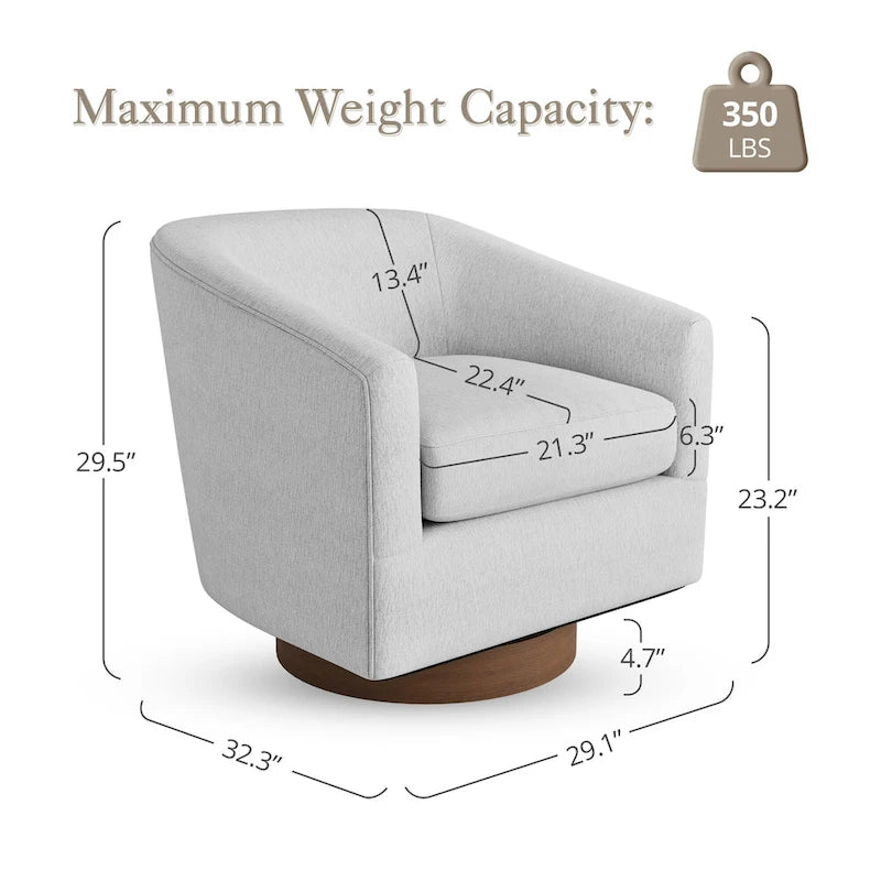 Fauteuil de salon moderne LUE BONA, rembourré, pivotant en bois, de style tonneau