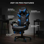 Chaise de jeu RESPAWN 110 Pro - Chaise de jeu avec repose-pieds, chaise de bureau ergonomique