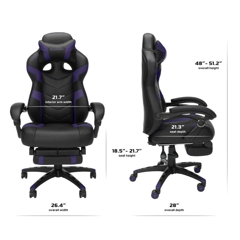 Chaise de jeu RESPAWN 110 Pro - Chaise de jeu avec repose-pieds, chaise de bureau ergonomique