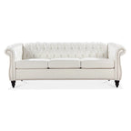 Canapé 3 places Chesterfield traditionnel, similicuir, crème 84,65