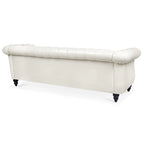Canapé 3 places Chesterfield traditionnel, similicuir, crème 84,65